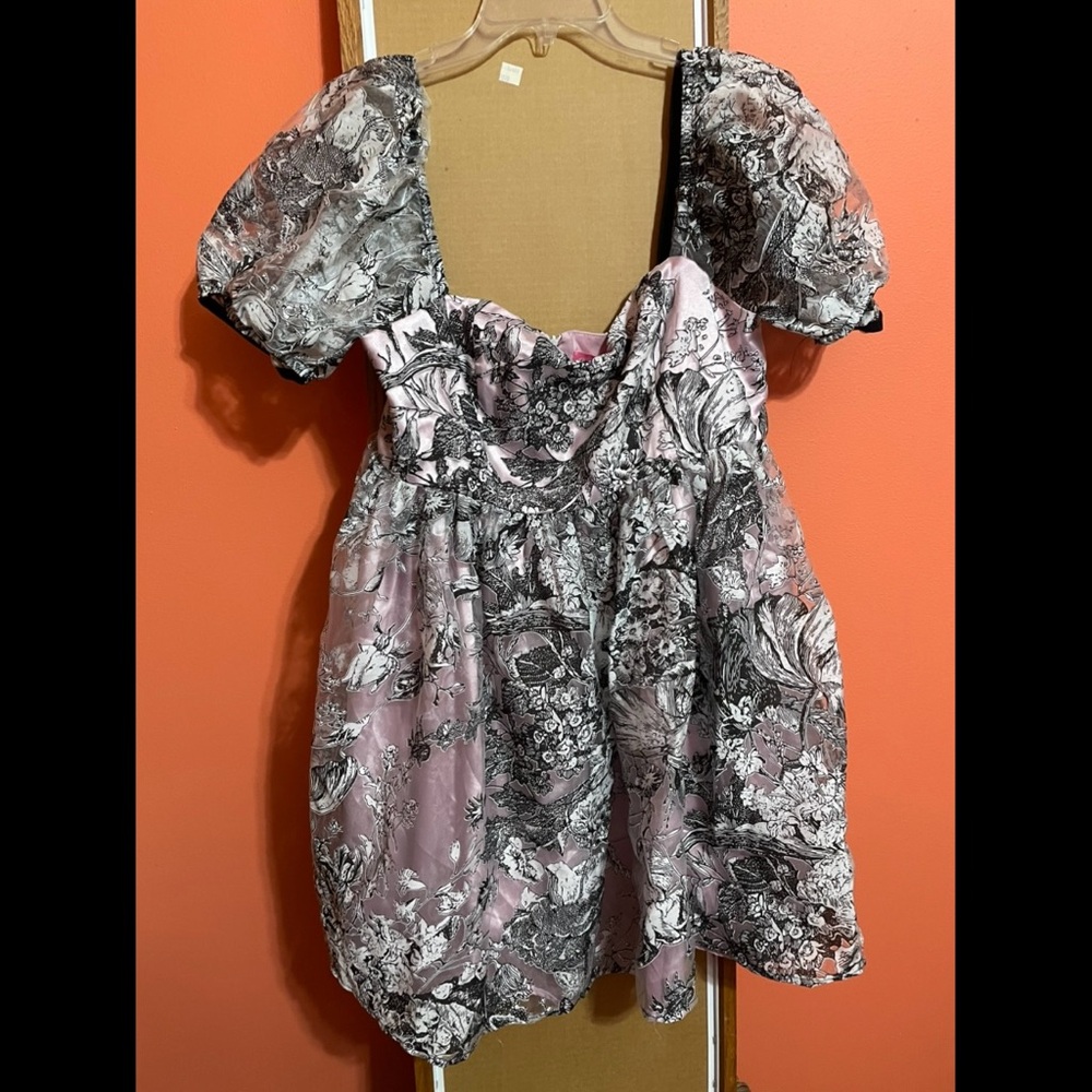 Dolls Kill Sugar Thrillz “Draped in Dawn Sheer Embroidered Babydoll Dress”
